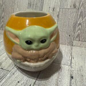 Baby Yoda Ceramic Planter - Green and Orange
